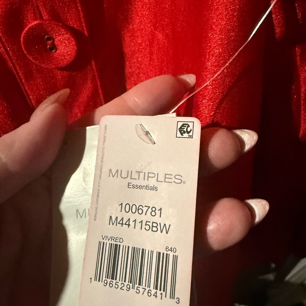 Multiples Vibrant Red Button-Up Jacket NWT - image 5